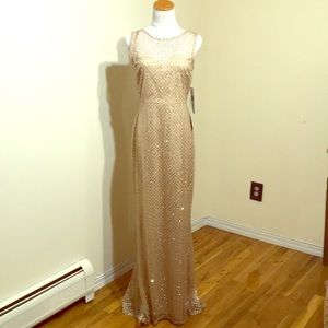 NWT - Gold A Line gown with chapel train